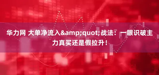 华力网 大单净流入&quot;战法：一眼识破主力真买还是假拉升！